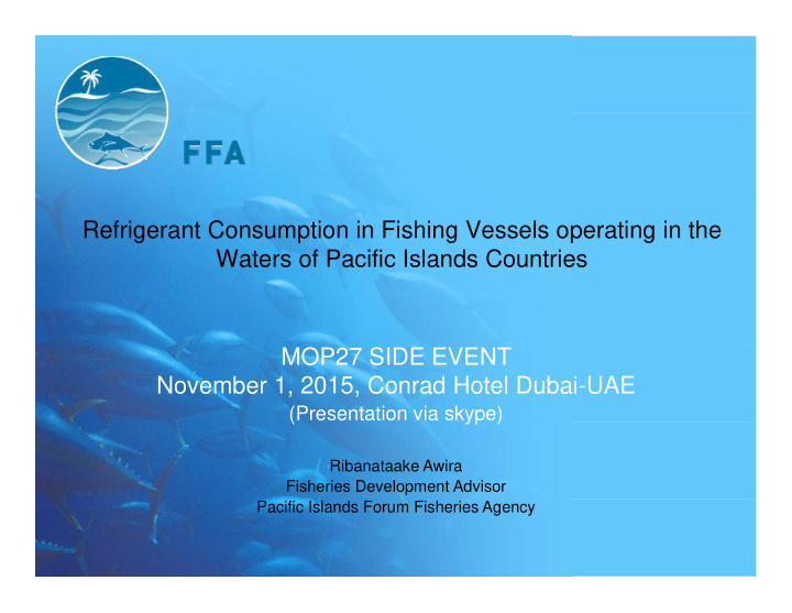 refrigerant consumption in fishing vessels operating in