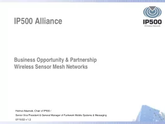 IP500 Alliance  Business Opportunity &amp; Partnership  Wireless Sensor Mesh Networks  Helmut