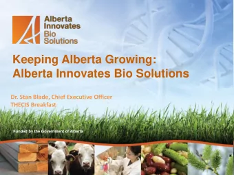 Dr. Stan Blade, Chief Executive Officer  THECIS Breakfast  Funded by the Government of Alberta  *