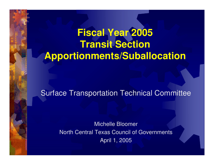 fiscal year 2005 transit section apportionments
