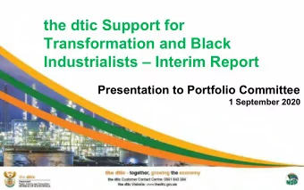 the dtic Support for  Transformation and Black  Industrialists  Interim Report  Presentation to