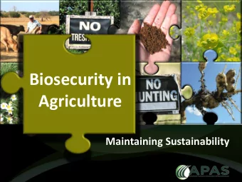 Biosecurity in  Agriculture  Maintaining Sustainability  About Me  Richard Boulding  Geoscience and
