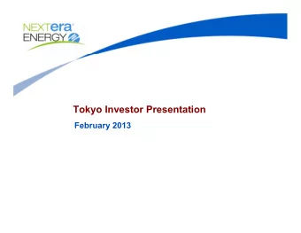 Tokyo Investor Presentation  February 2013  Cautionary Statements And Risk Factors That May Affect