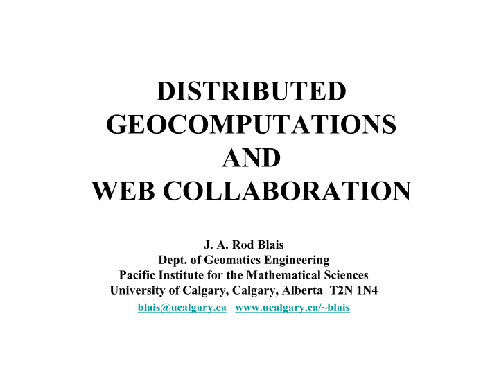 distributed geocomputations and web collaboration