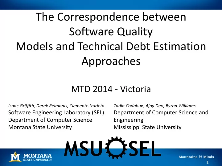 the correspondence between software quality models and