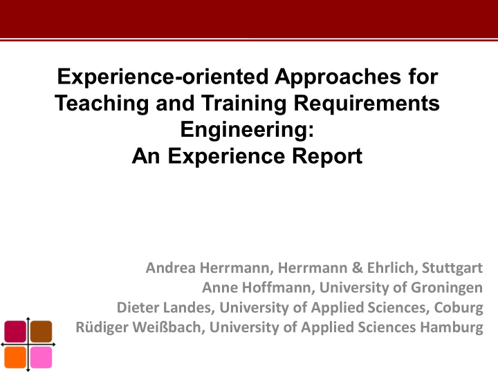 experience oriented approaches for