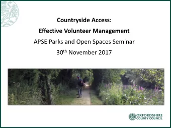 APSE Parks and Open Spaces Seminar 30 th November 2017  Through interpretation, understanding