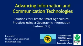 Advancing In  Information and  Communication Technologies  Solutions for Climate Smart Agricultural