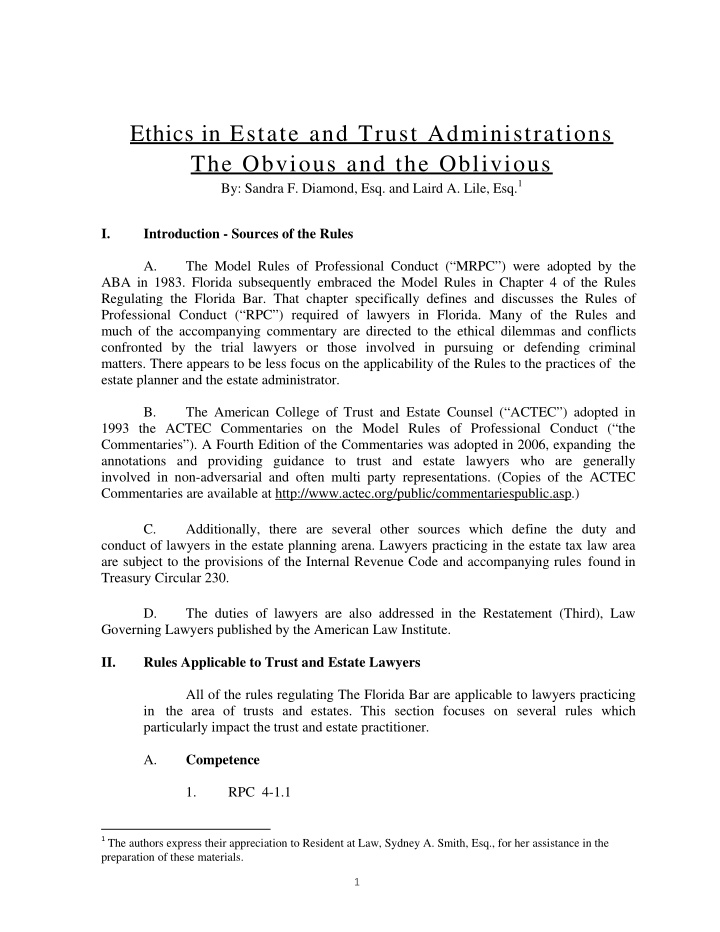 ethics in estate and trust administrations the obvious
