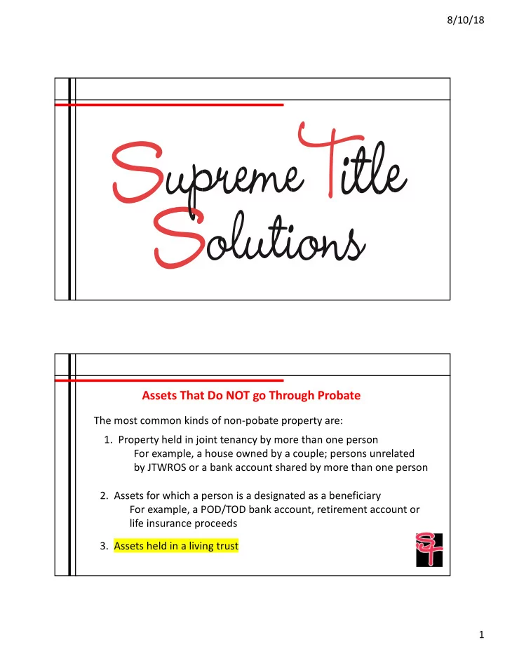 assets that do not go through probate