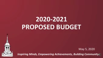 PROPOSED BUDGET  May 5, 2020  Inspiring Minds, Empowering Achievements, Building Community  GARDEN