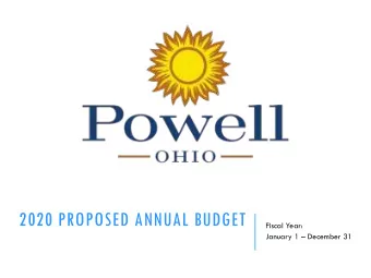 2020 PROPOSED ANNUAL BUDGET  Fiscal Year:  January 1  December 31  GENERAL FUND SUMMARY  2019