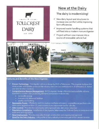 DAIRY  ../  Im proved  waste handling  system s that  will feed into a m odern  m anure digester