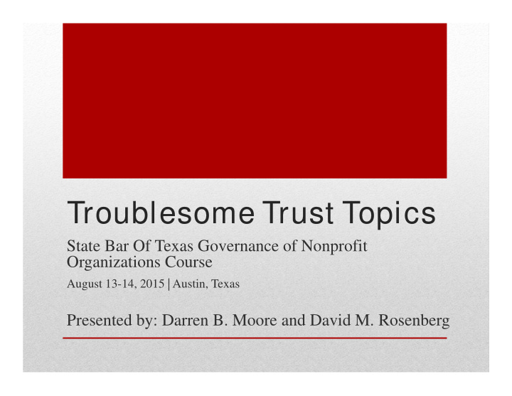 troublesome trust topics