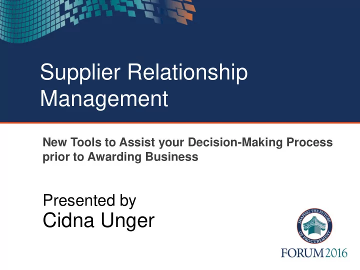 supplier relationship management