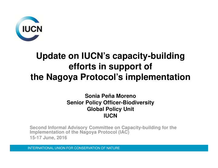 update on iucn s capacity building efforts in support of