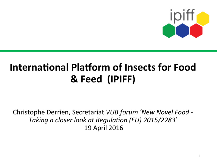 interna onal pla orm of insects for food feed ipiff