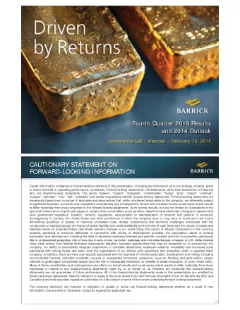 CAUTIONARY STATEMENT ON  FORWARD-LOOKING INFORMATION  Certain information contained or incorporated