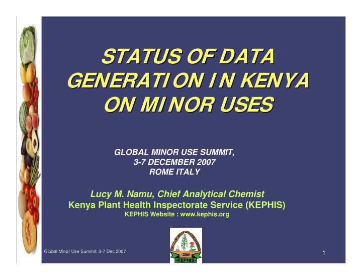 status of data status of data generati on i n kenya