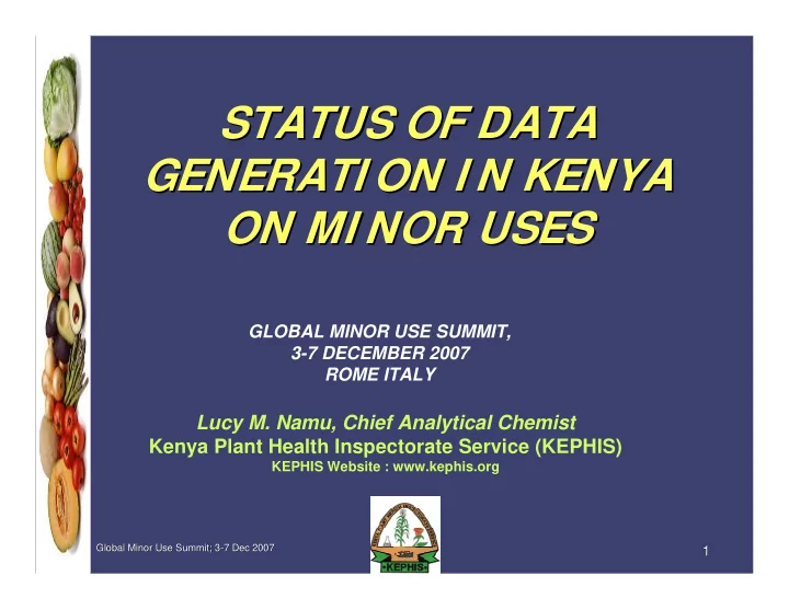 status of data status of data generati on i n kenya