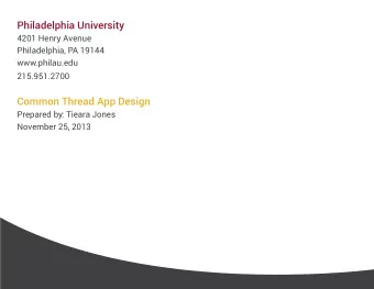 Philadelphia University  4201 Henry Avenue  Philadelphia, PA 19144  www.philau.edu  215.951.2700