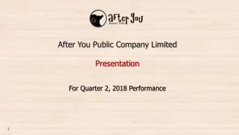 Presentation  For Quarter 2, 2018 Performance  1  Financial performance  No. of Branch  28-30