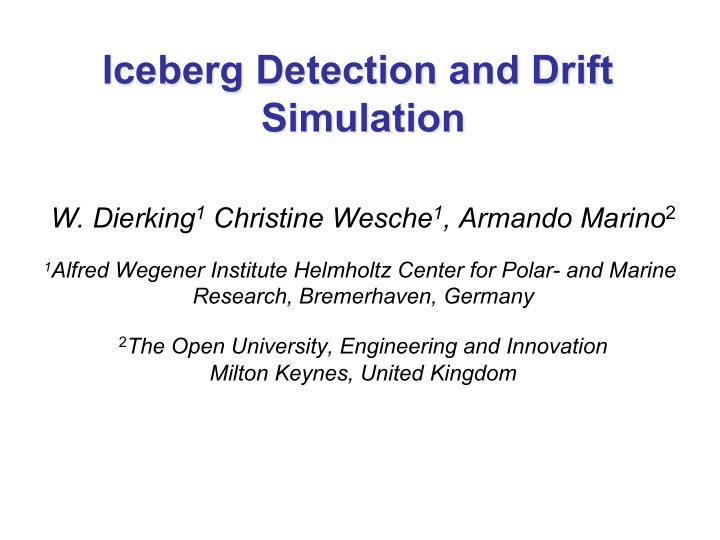 iceberg detection and drift simulation