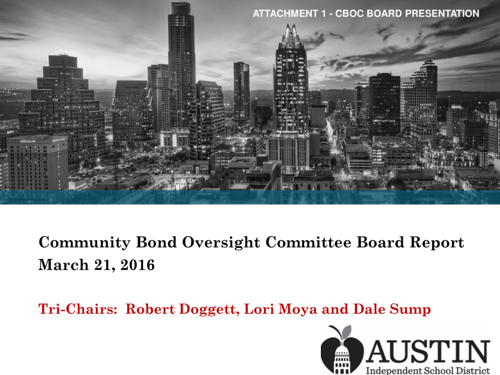 community bond oversight committee board report march 21