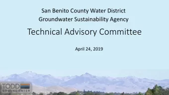 Technical Advisory Committee  April 24, 2019  Overview of Agenda  Follow-up on last meeting