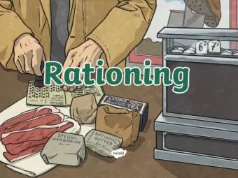 Food, Food, Food  At the start of the war, Britain began to  ration food. To ration something means