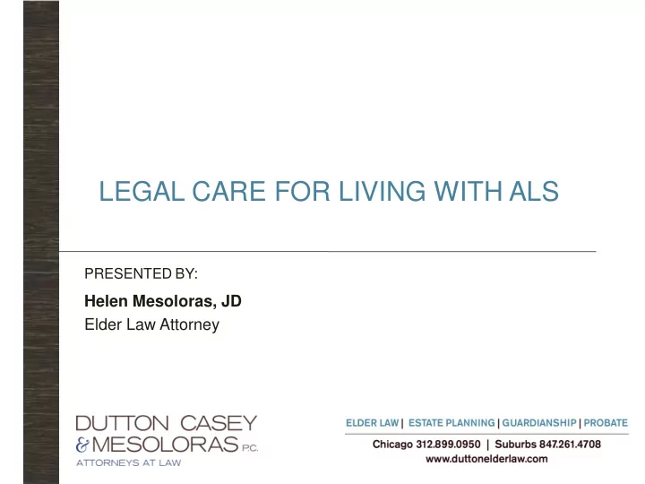 legal care for living with als