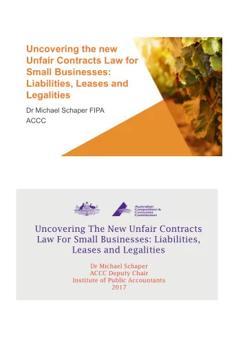 Small Businesses:  Liabilities, Leases and  Legalities  Who should you trust?  Dr Michael Schaper