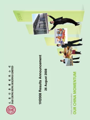 1H2008 Results Announcement  26 August 2008  FORWARD-LOOKI NG STATEMENTS  Certain statements