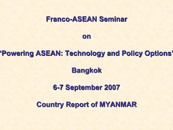 Franco-  -ASEAN Seminar  ASEAN Seminar  Franco  on  on  Powering ASEAN: Technology and Policy