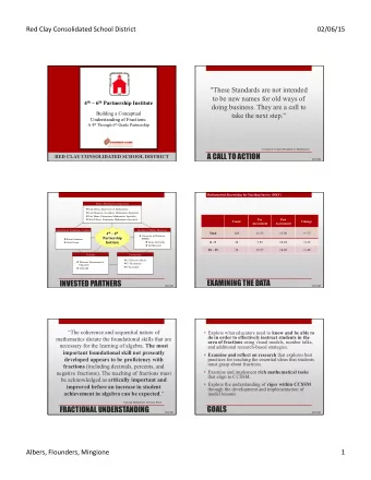 A CALL TO ACTION  RED CLAY CONSOLIDATED SCHOOL DISTRICT  RCCSD  Mathematical Knowledge for Teaching