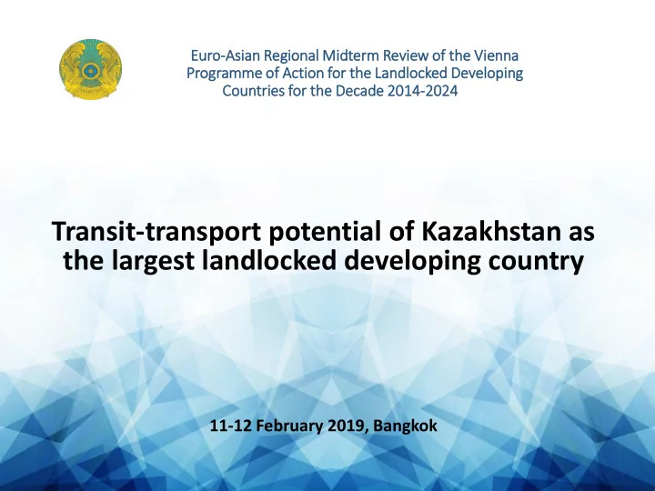 transit transport potential of kazakhstan as the largest