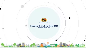 Investors &amp; Analysts Meet 2020 New Delhi, June 25 th , 2020  Safe Harbor Statement  This