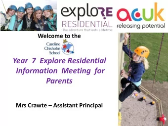 Information  Meeting  for  Parents Mrs Crawte  Assistant Principal Depart CCS Mon 5 th Oct  at