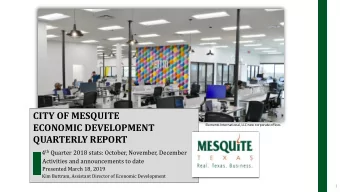 CITY OF MESQUITE  ECONOMIC DEVELOPMENT  Elements International, LLC new corporate offices