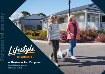 For personal use only  A Business for Purpose  Annual General Meeting  18 November 2019  Section 1