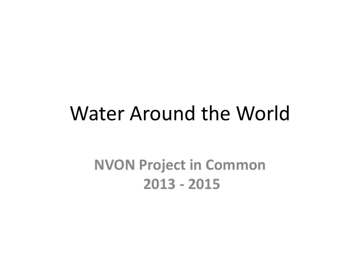 water around the world