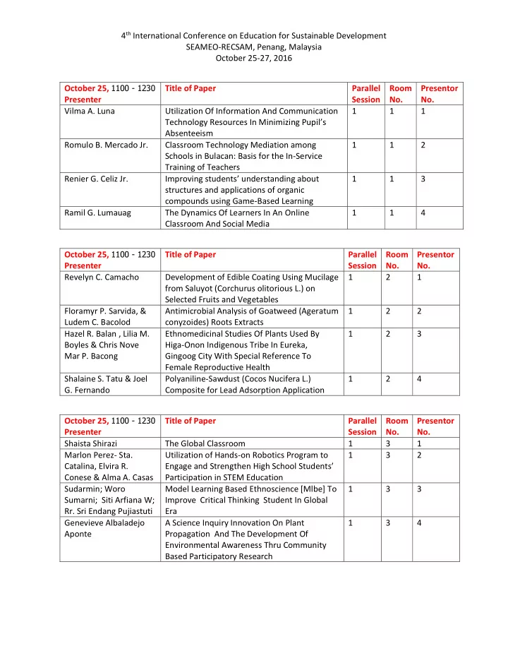 4 th international conference on education for