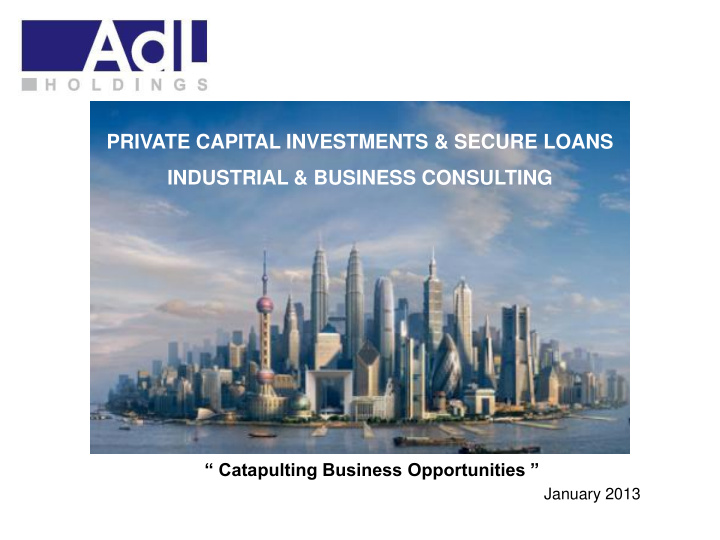 private capital investments secure loans industrial