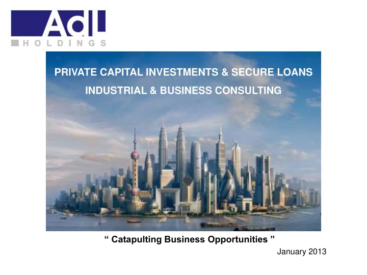 private capital investments secure loans industrial