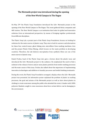 The  e Mer  erma  maids pr  ds project  oject was  as i  introdu  oduced d  ed during  ng the open