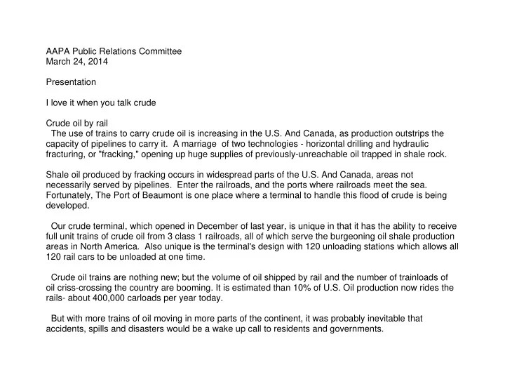 aapa public relations committee march 24 2014