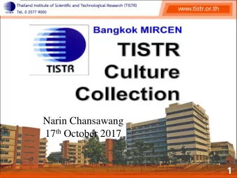 17 th October 2017 1  TISTR organization  Divided into 4 groups  1) Research and Development for