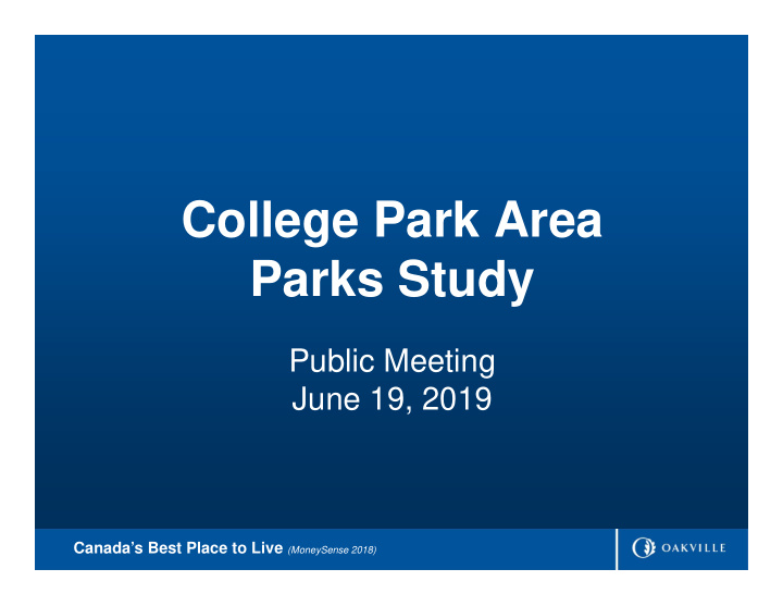 college park area parks study