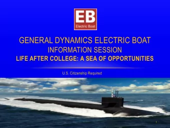 GENERAL DYNAMICS ELECTRIC BOAT  INFORMATION SESSION  LIFE AFTER COLLEGE: A SEA OF OPPORTUNITIES