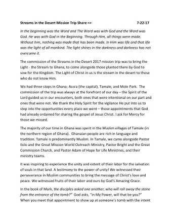 Streams in the Desert Mission Trip Share =&gt;